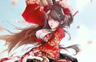 my own art: a dancer with an outfit inspired by wuxia themes and big chakrams~